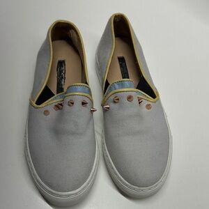Ruthie Davis Italy Sneakers Slip On Laceless Shoes Studded Blue Size 37 US 7